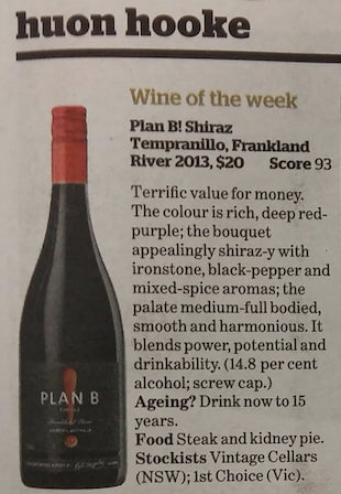 Plan B! ST Shiraz Tempranillo 2013 picks up the Wine of the Week!